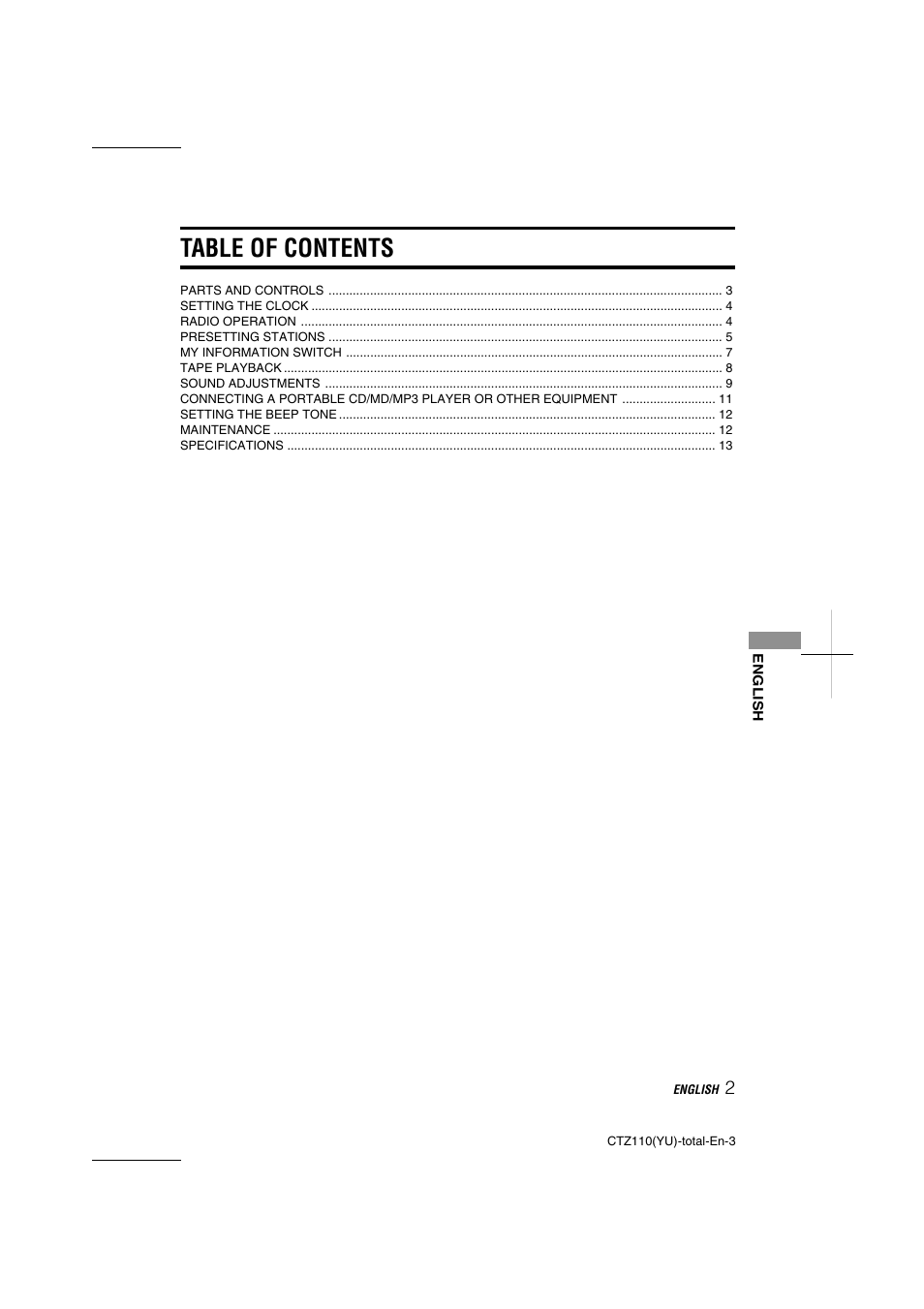 Aiwa CT-Z110 User Manual | Page 3 / 44