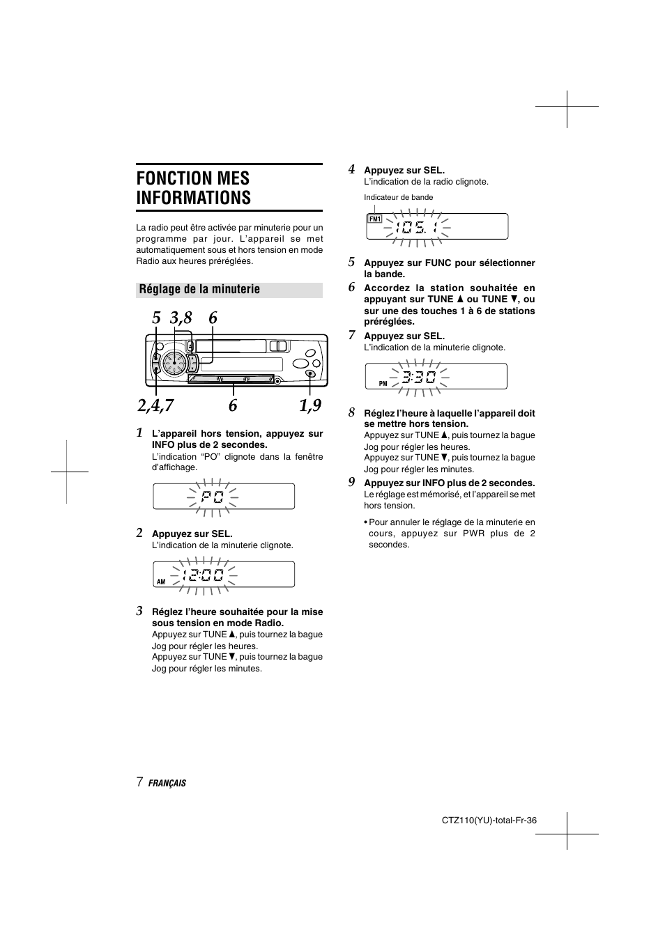 Fonction mes informations | Aiwa CT-Z110 User Manual | Page 36 / 44