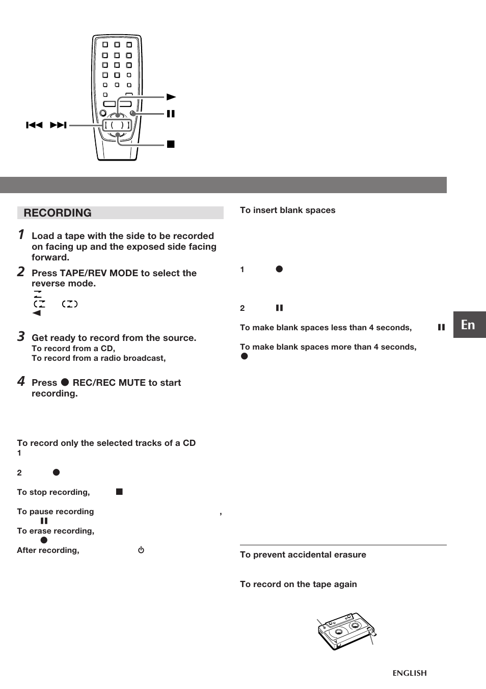 Recording | Aiwa CSD-NS1 User Manual | Page 11 / 14