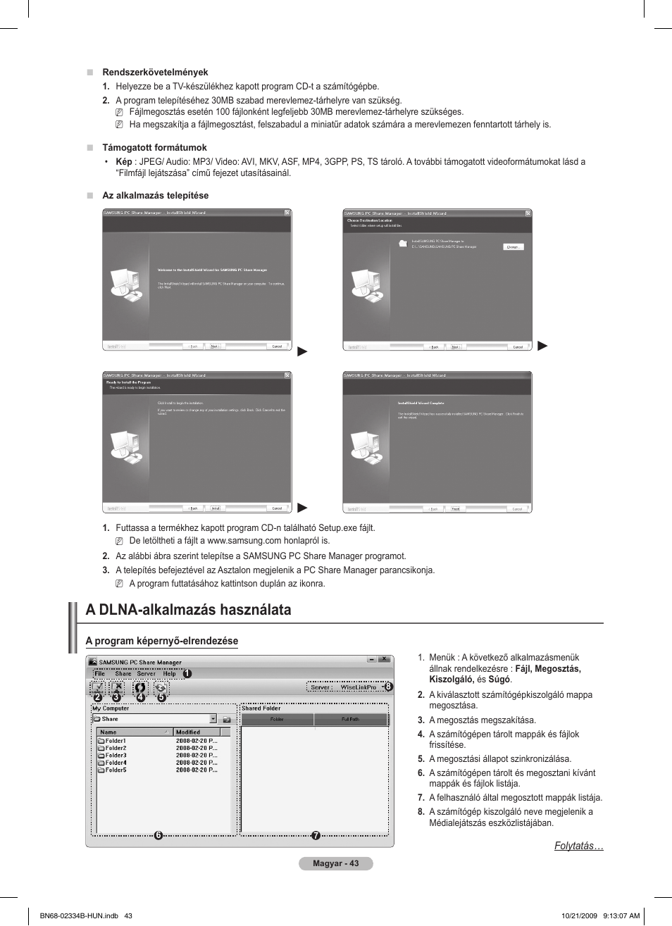 A dlna-alkalmazás használata | Samsung PS58B850Y1W User Manual | Page 118 / 654