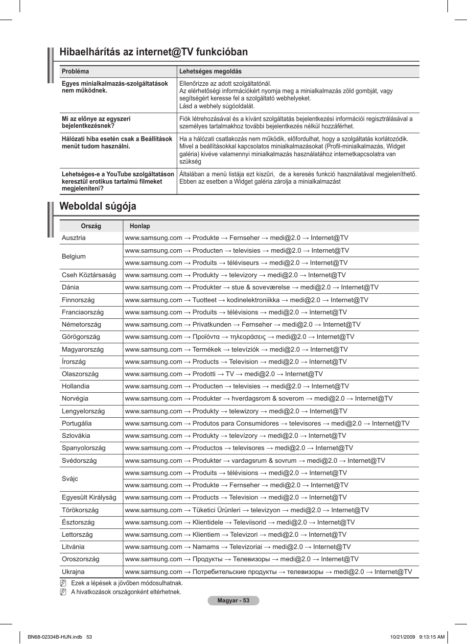 Hibaelhárítás az internet@tv funkcióban, Weboldal súgója | Samsung PS58B850Y1W User Manual | Page 128 / 654