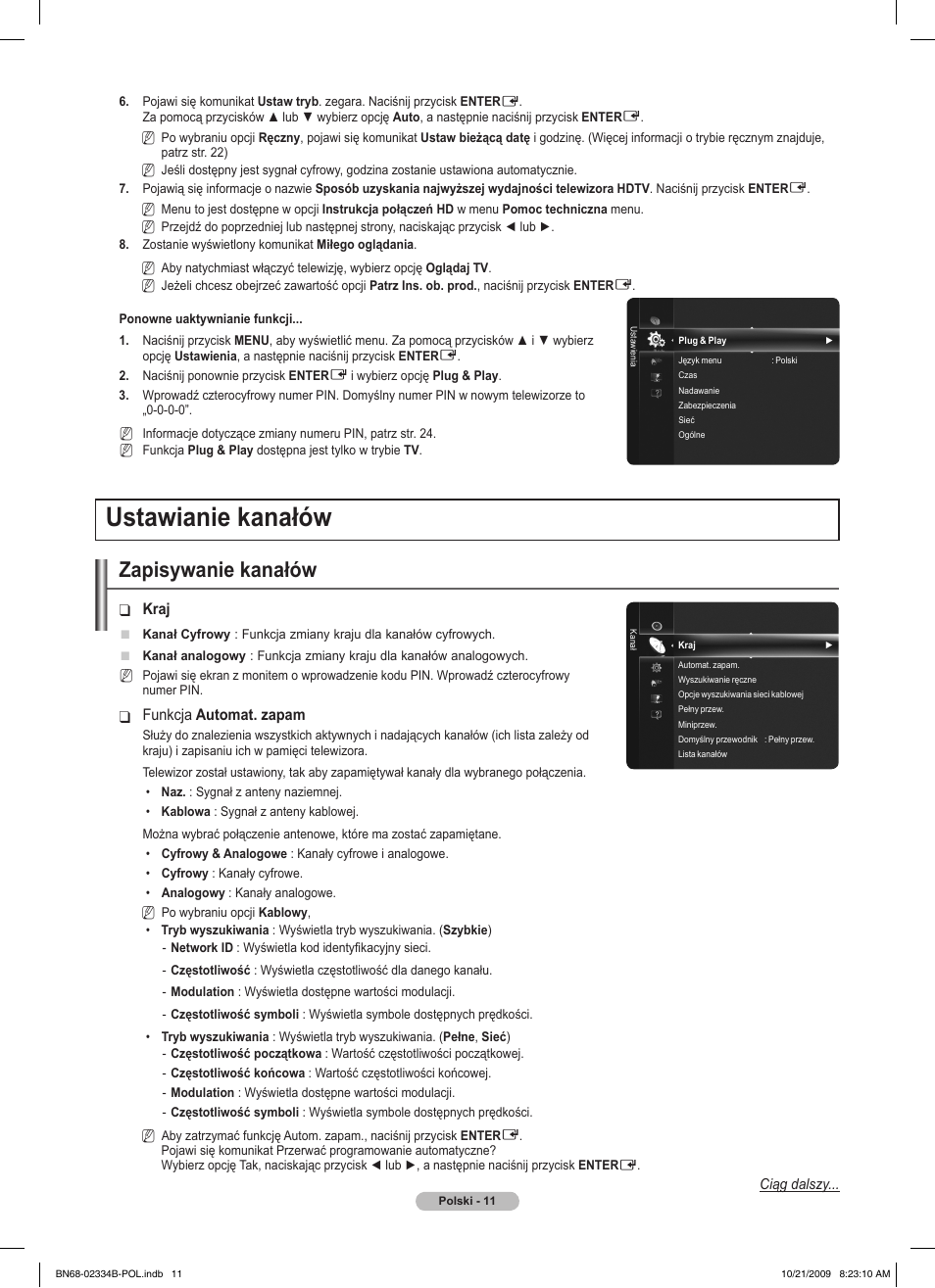 Ustawianie kanałów, Zapisywanie kanałów | Samsung PS58B850Y1W User Manual | Page 150 / 654