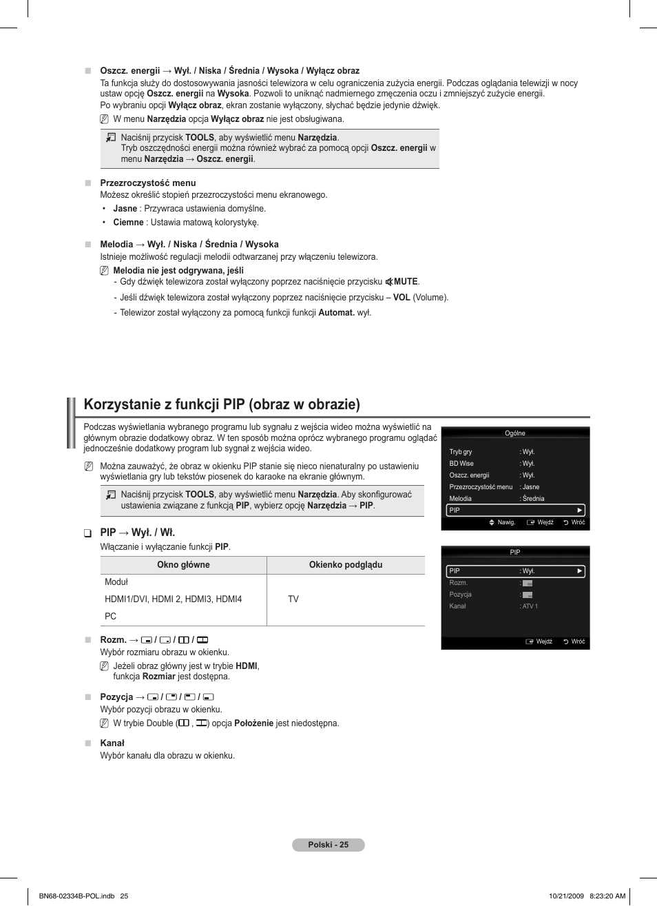 Korzystanie z funkcji pip (obraz w obrazie), Pip → wył. / wł | Samsung PS58B850Y1W User Manual | Page 164 / 654