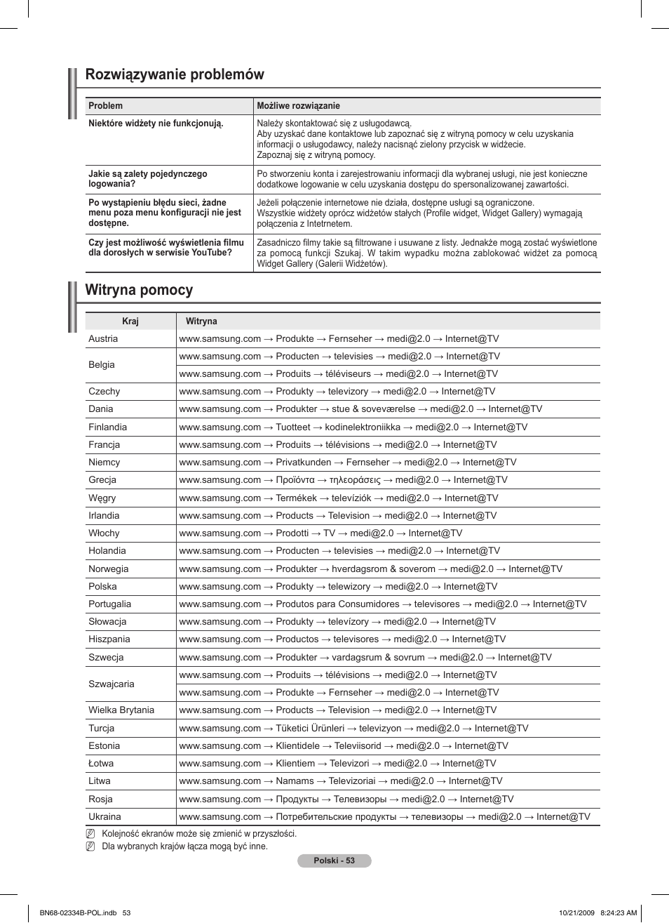 Rozwiązywanie problemów, Witryna pomocy | Samsung PS58B850Y1W User Manual | Page 192 / 654