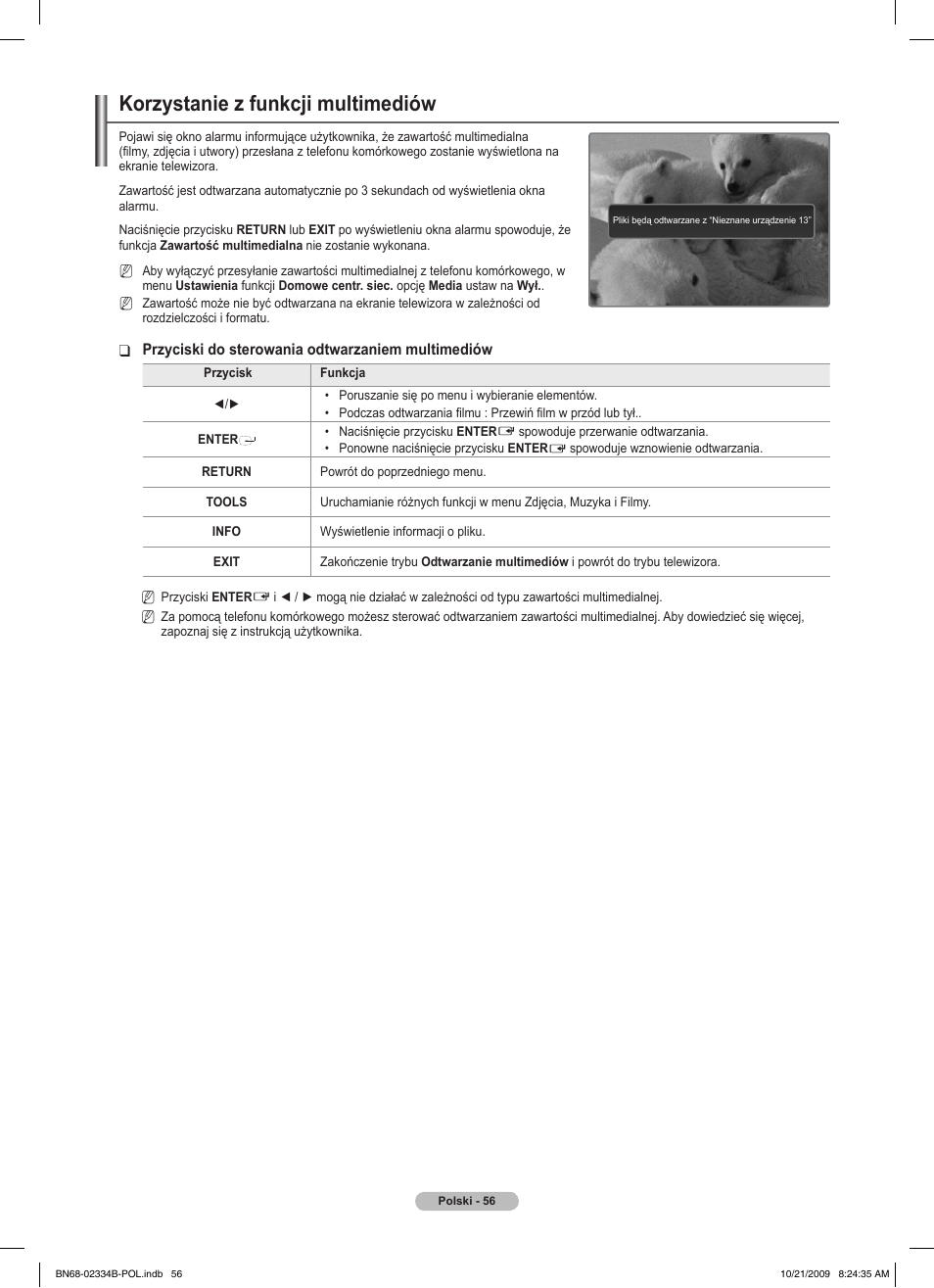 Korzystanie z funkcji multimediów | Samsung PS58B850Y1W User Manual | Page 195 / 654