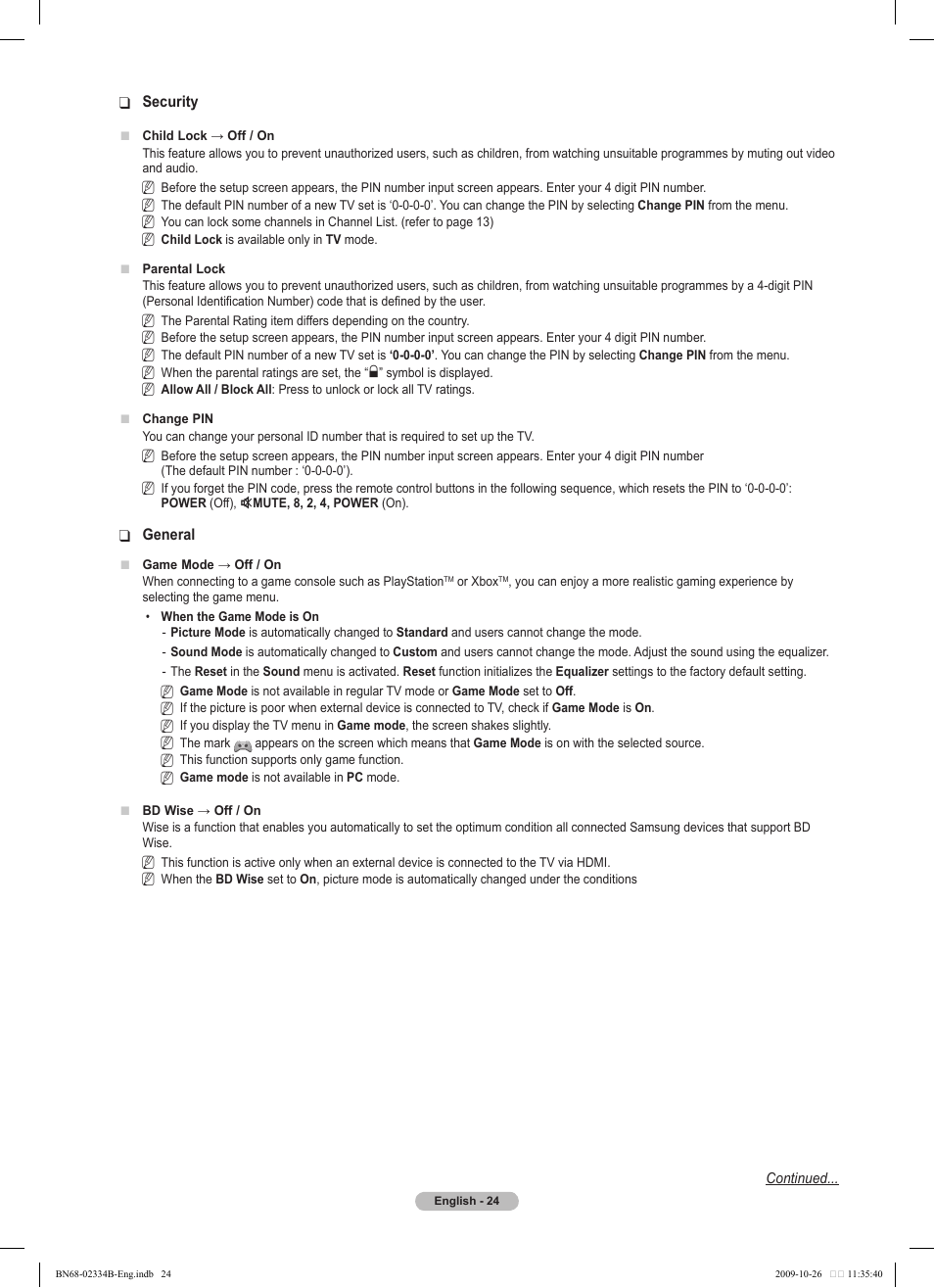 Samsung PS58B850Y1W User Manual | Page 24 / 654