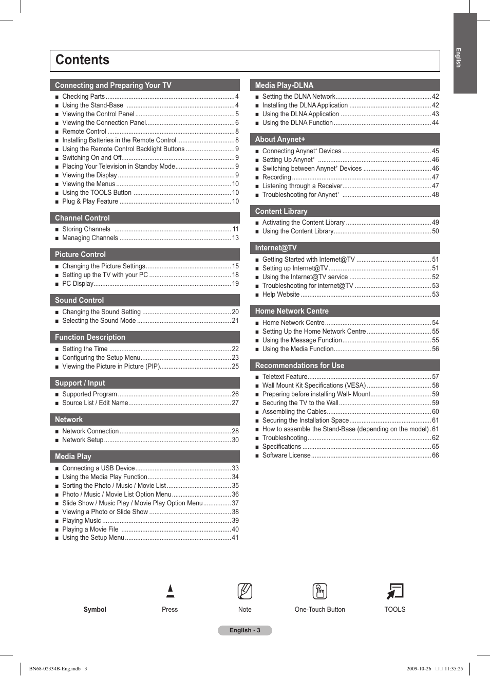 Samsung PS58B850Y1W User Manual | Page 3 / 654