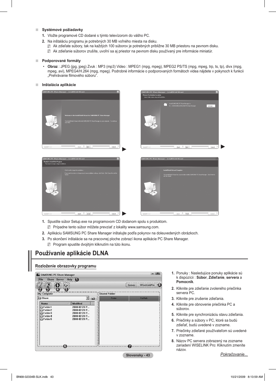 Používanie aplikácie dlna | Samsung PS58B850Y1W User Manual | Page 438 / 654