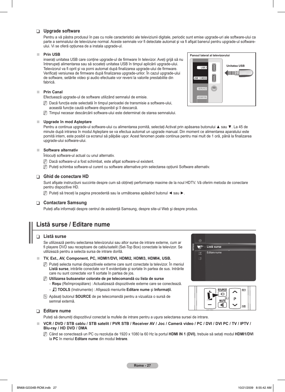 Listă surse / editare nume | Samsung PS58B850Y1W User Manual | Page 486 / 654