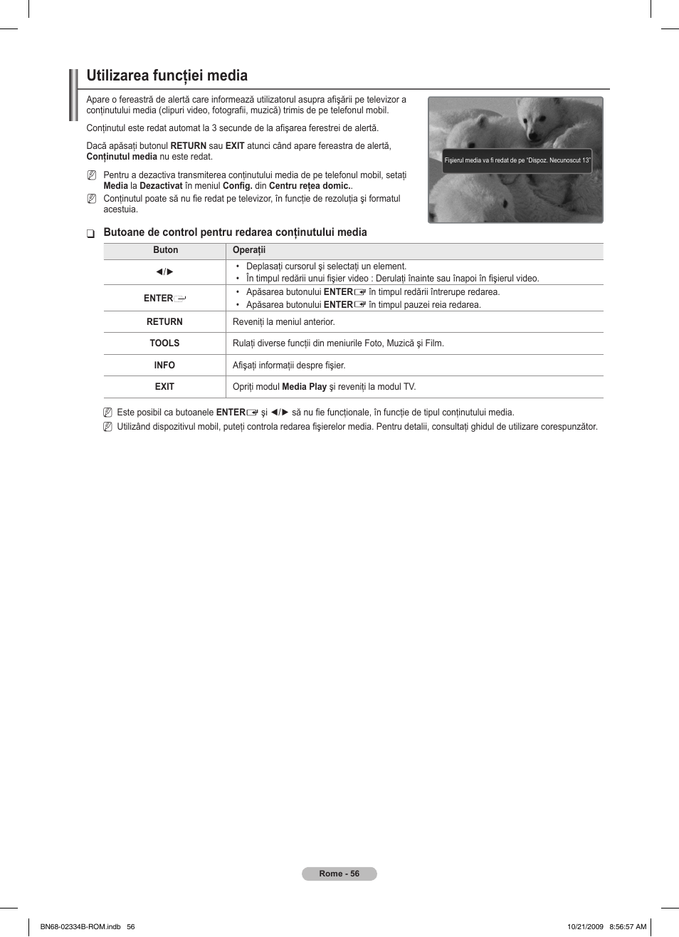 Utilizarea funcţiei media | Samsung PS58B850Y1W User Manual | Page 515 / 654