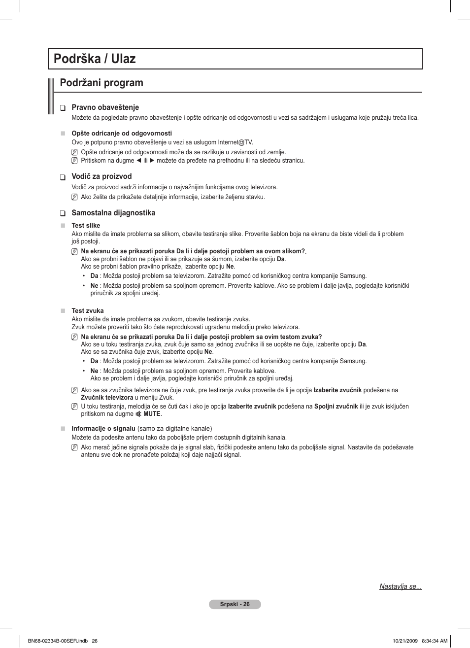 Podrška / ulaz, Podržani program | Samsung PS58B850Y1W User Manual | Page 549 / 654