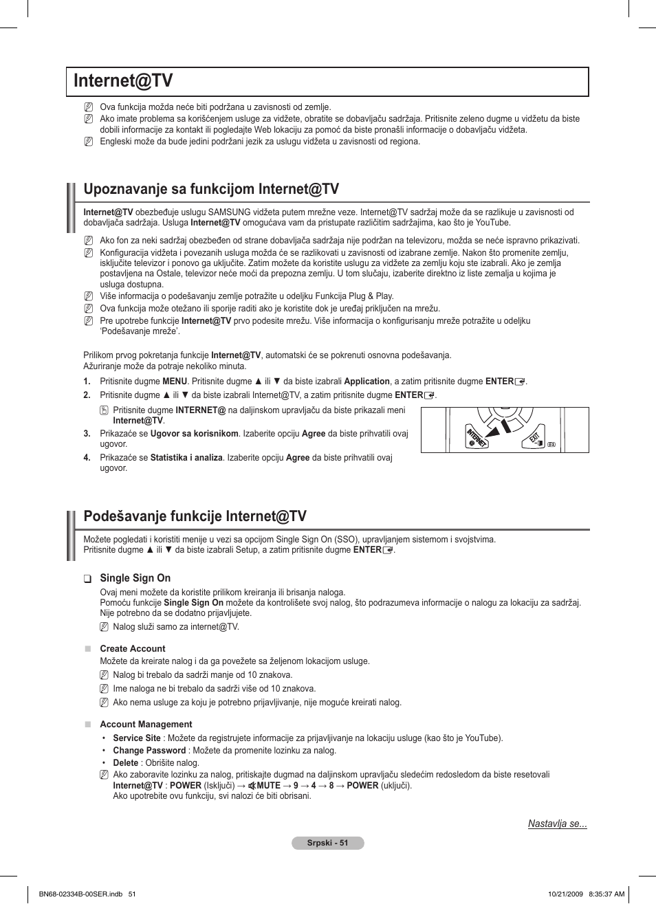 Internet@tv, Upoznavanje sa funkcijom internet@tv, Podešavanje funkcije internet@tv | Samsung PS58B850Y1W User Manual | Page 574 / 654