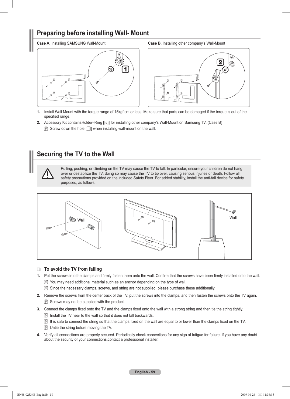 경고 주의 경고 주의 | Samsung PS58B850Y1W User Manual | Page 59 / 654