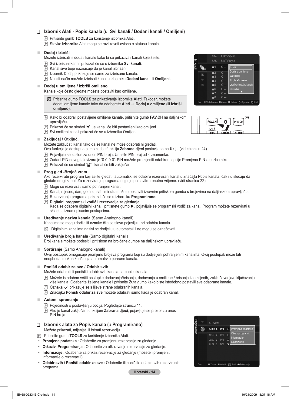 Izbornik alata za popis kanala ( ❑ u programirano) | Samsung PS58B850Y1W User Manual | Page 601 / 654