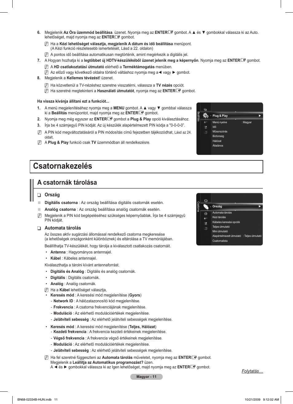 Csatornakezelés, A csatornák tárolása | Samsung PS58B850Y1W User Manual | Page 86 / 654