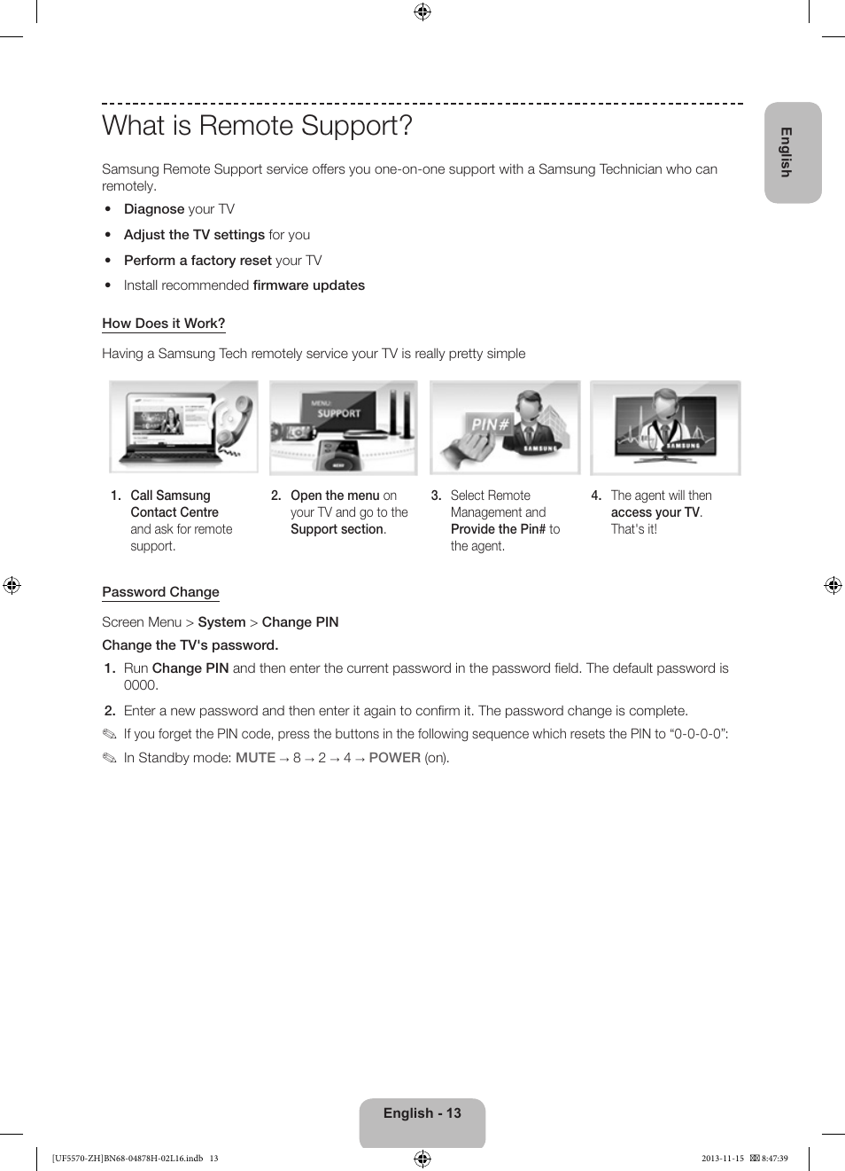 What is remote support | Samsung UE46F5570SS User Manual | Page 13 / 321