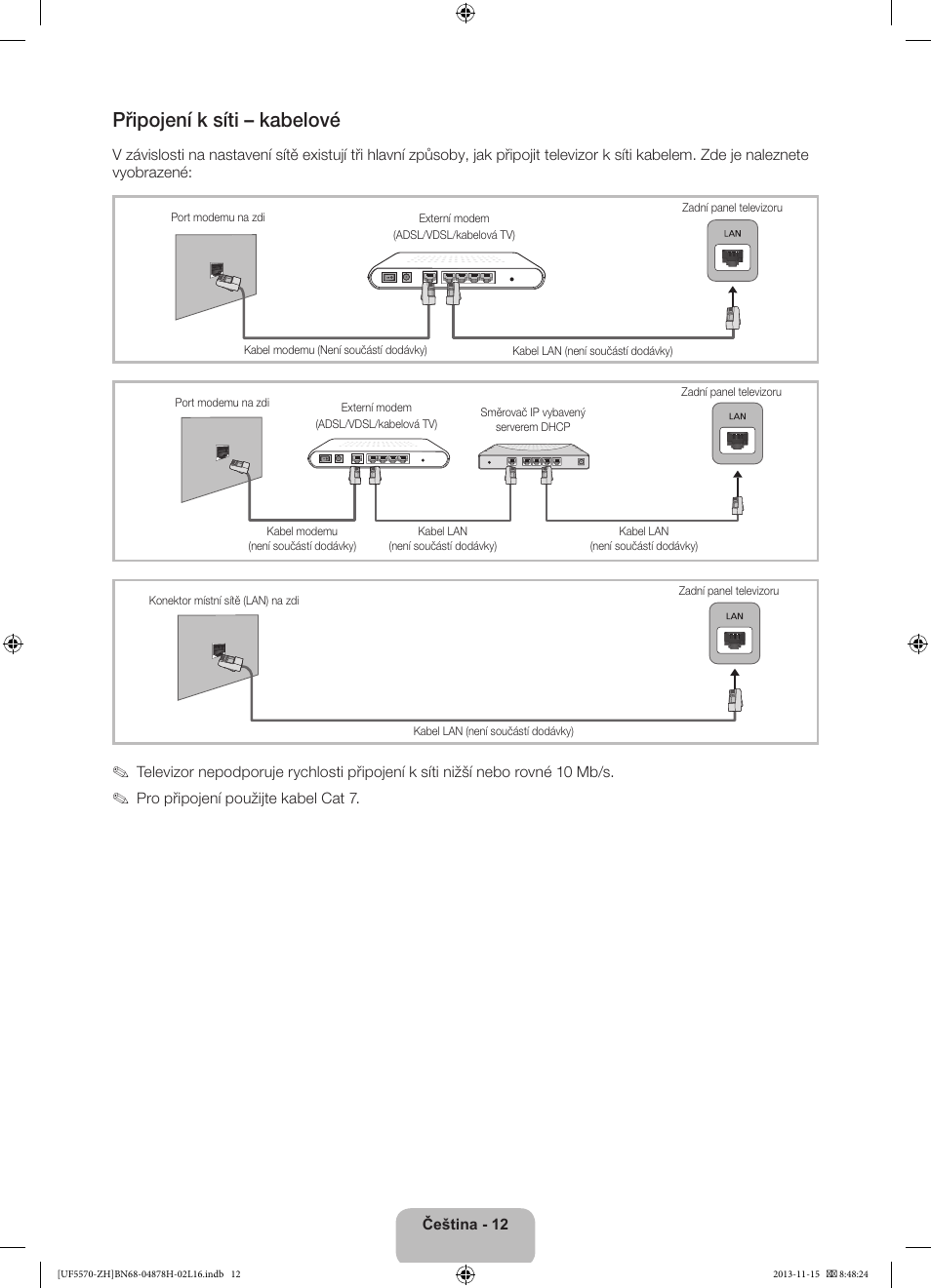 Připojení k síti – kabelové | Samsung UE46F5570SS User Manual | Page 132 / 321