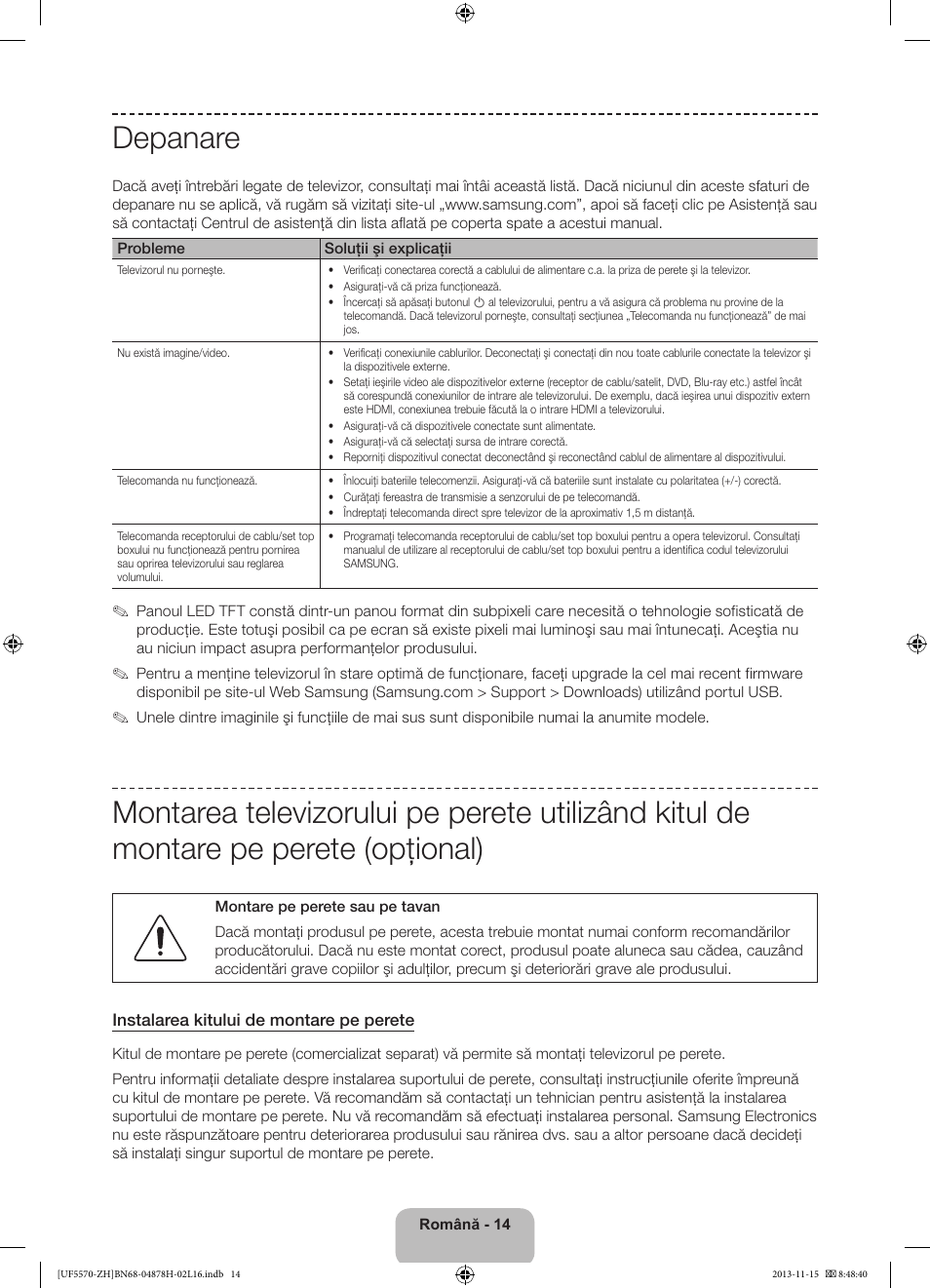 Depanare | Samsung UE46F5570SS User Manual | Page 174 / 321
