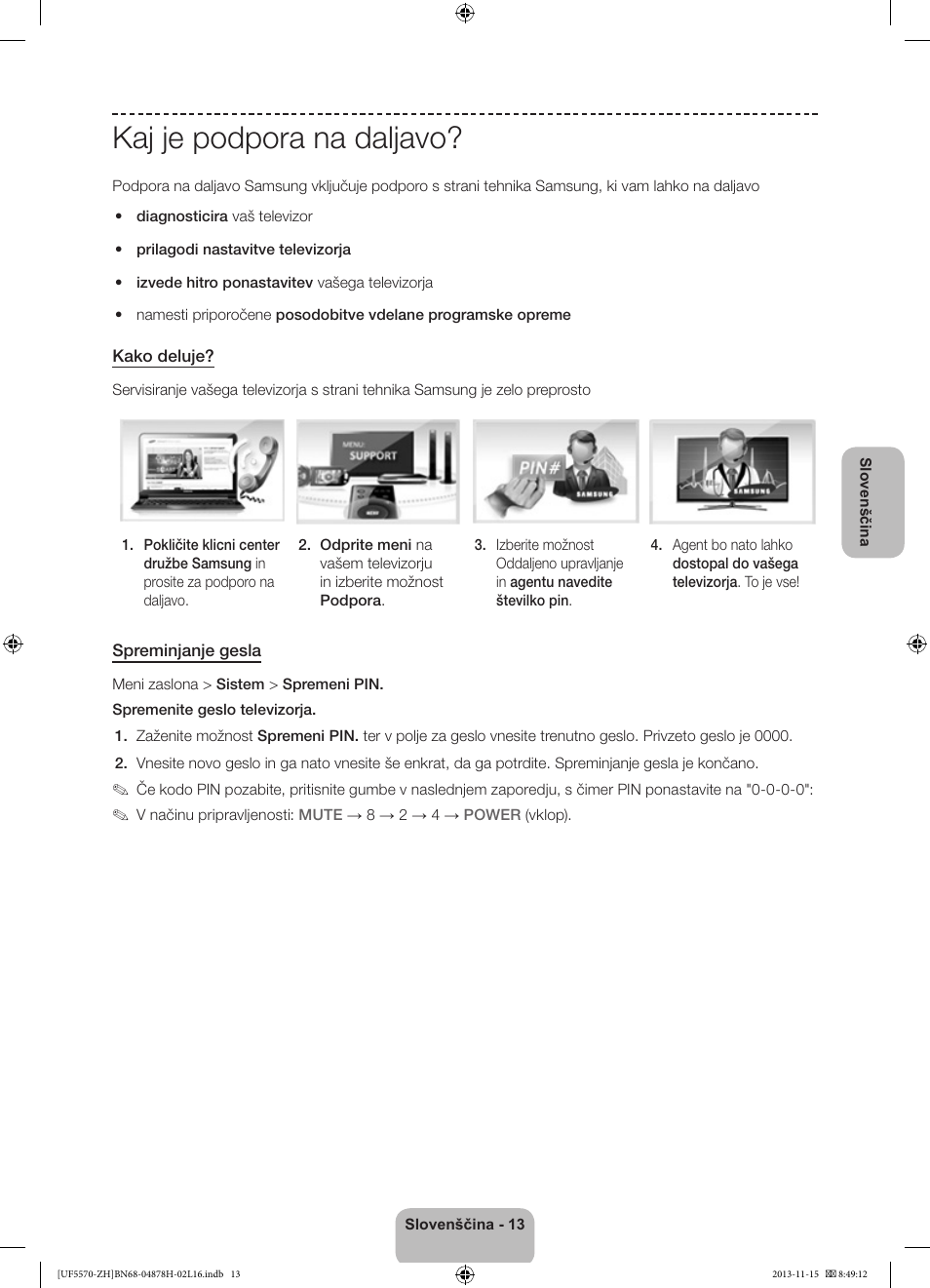 Kaj je podpora na daljavo | Samsung UE46F5570SS User Manual | Page 253 / 321
