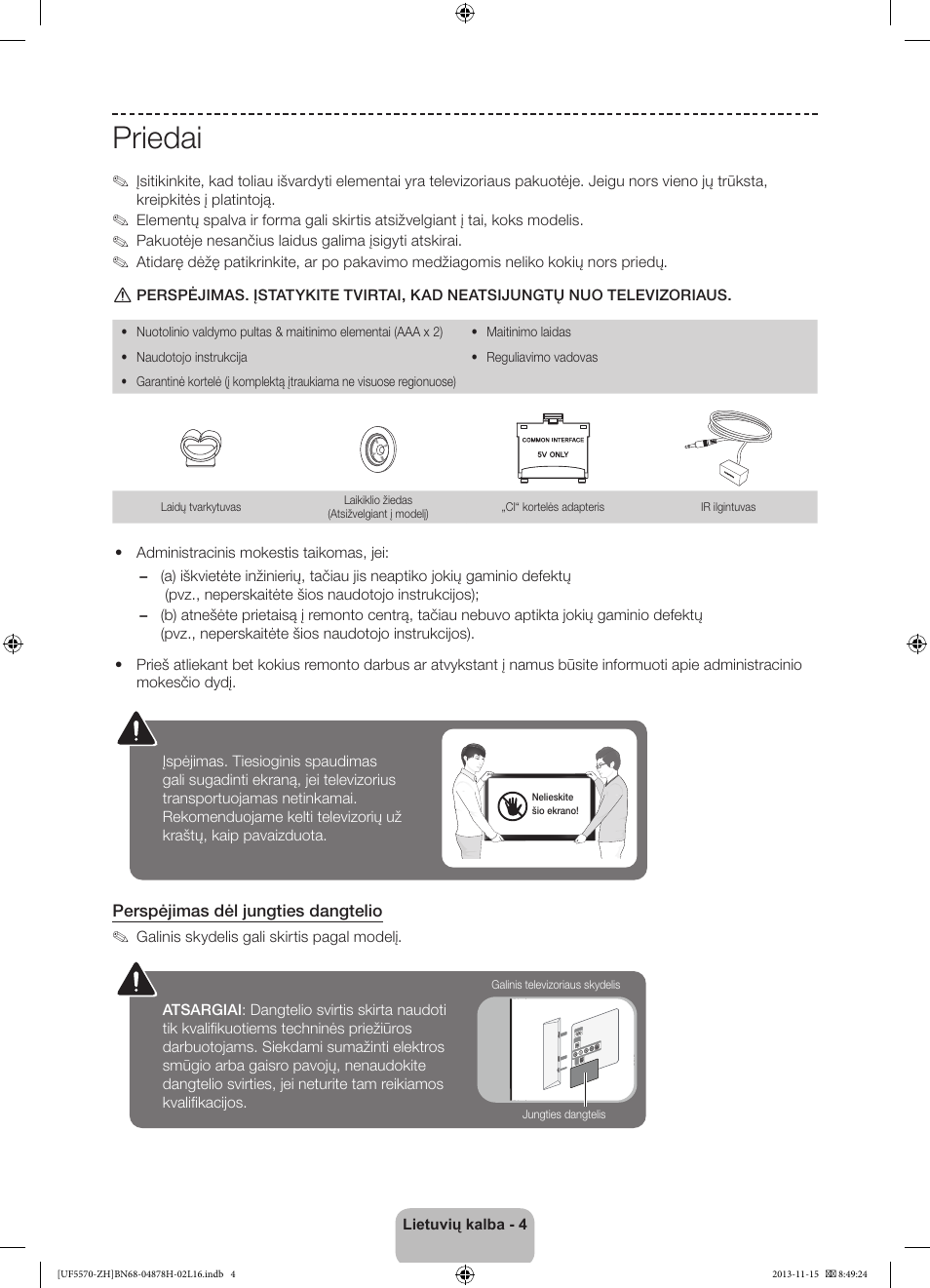 Priedai | Samsung UE46F5570SS User Manual | Page 284 / 321