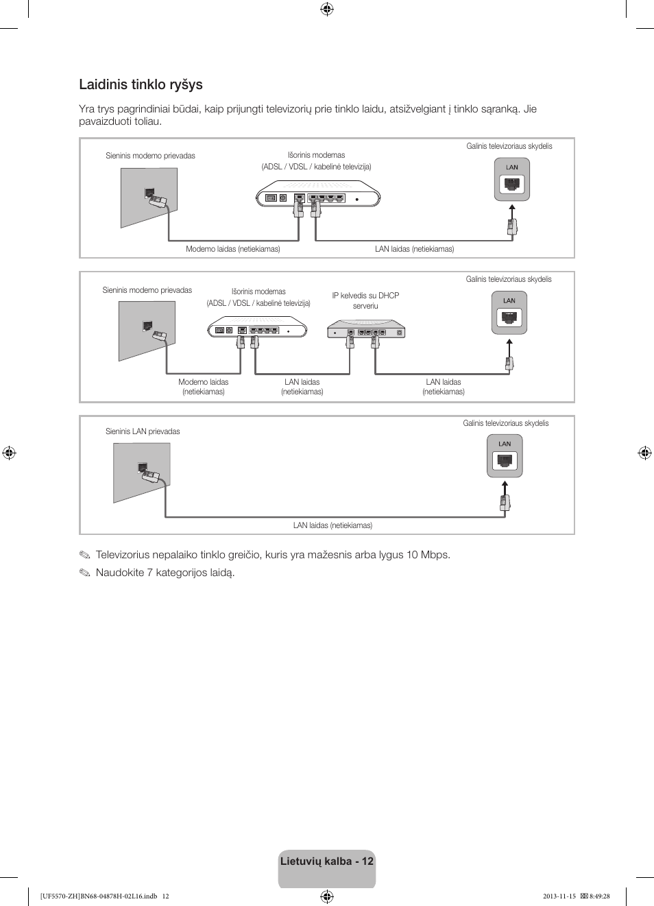 Laidinis tinklo ryšys | Samsung UE46F5570SS User Manual | Page 292 / 321