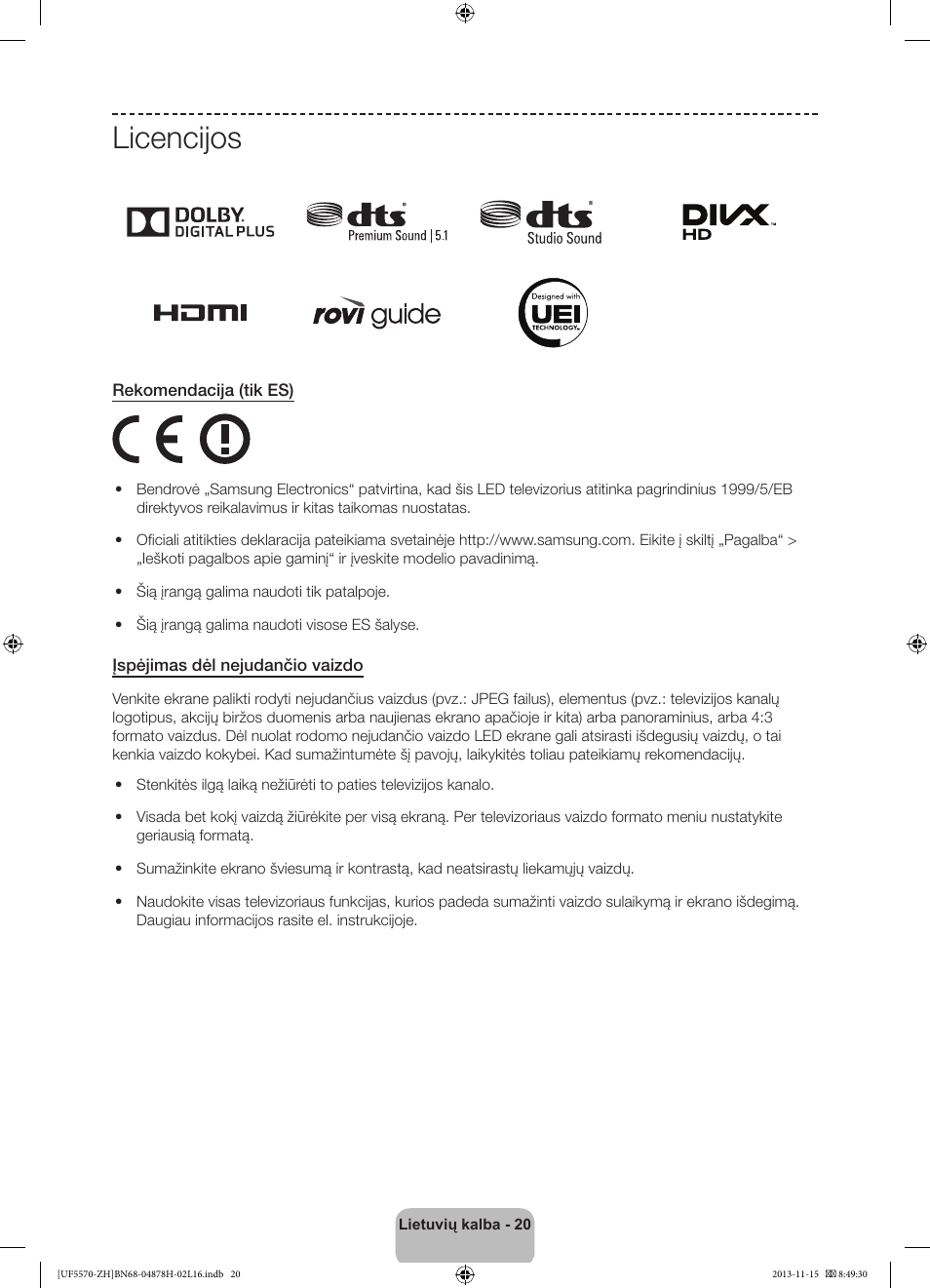 Licencijos | Samsung UE46F5570SS User Manual | Page 300 / 321