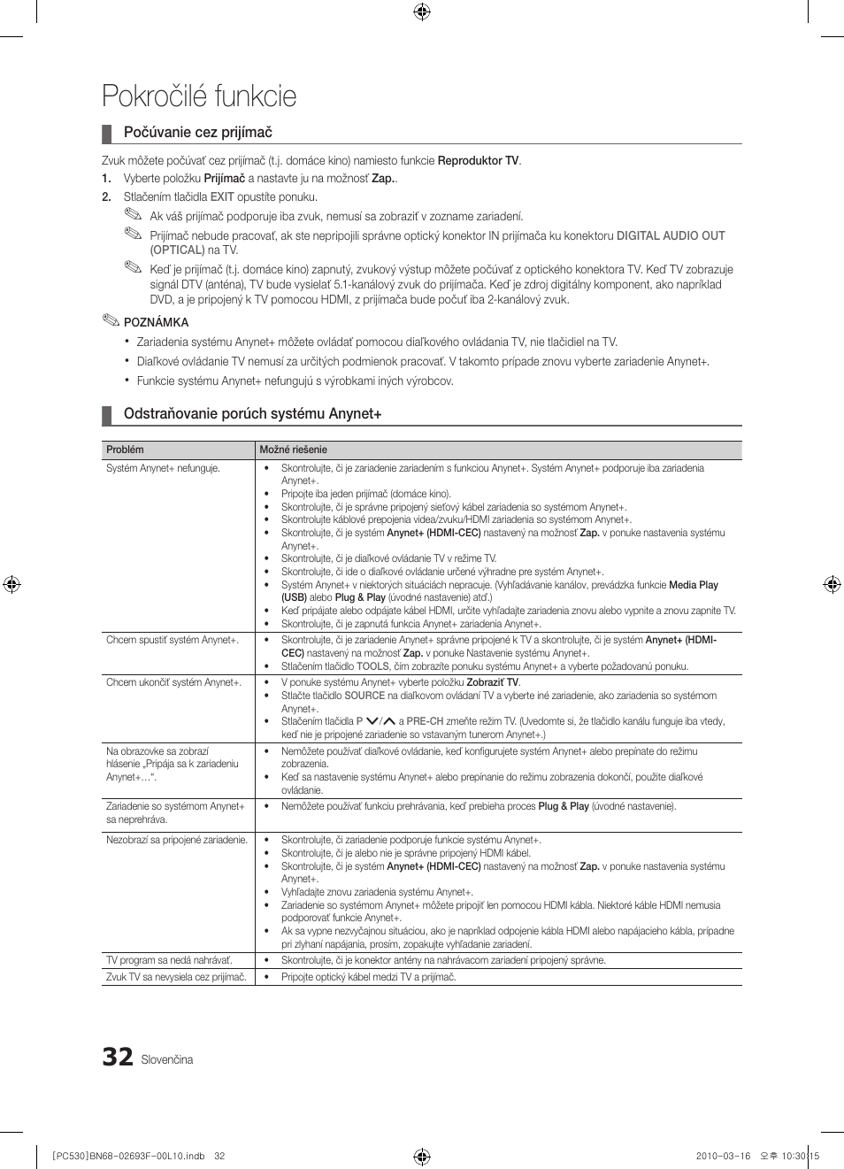 Pokročilé funkcie | Samsung PS50C530C1W User Manual | Page 319 / 411