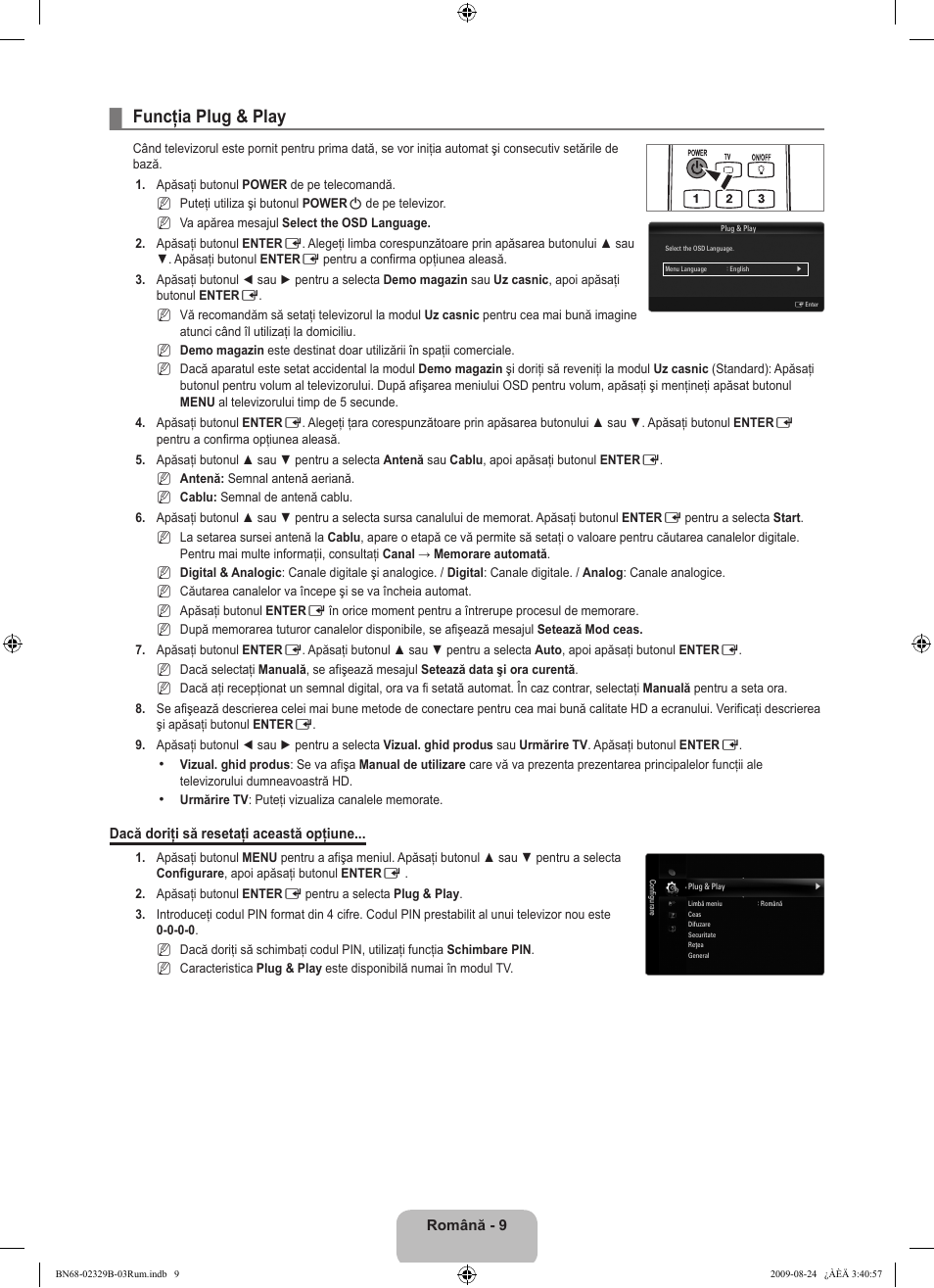 Funcţia plug & play | Samsung UE32B7020WW User Manual | Page 569 / 702