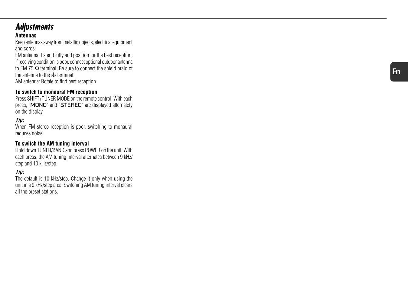 Adjustments, 13 en | Aiwa NSX-D60 User Manual | Page 13 / 22
