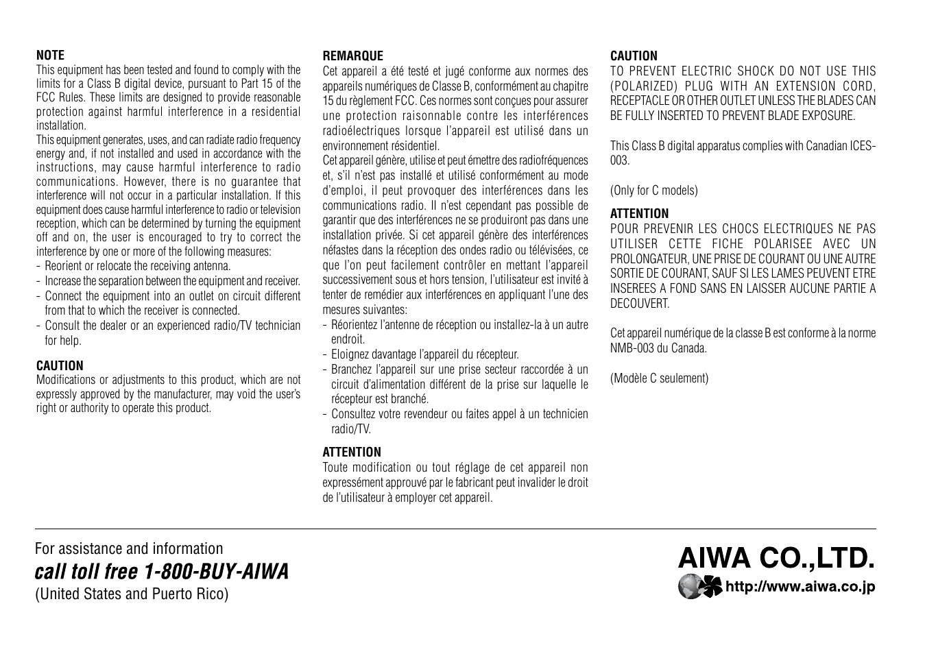 Aiwa NSX-D60 User Manual | Page 22 / 22
