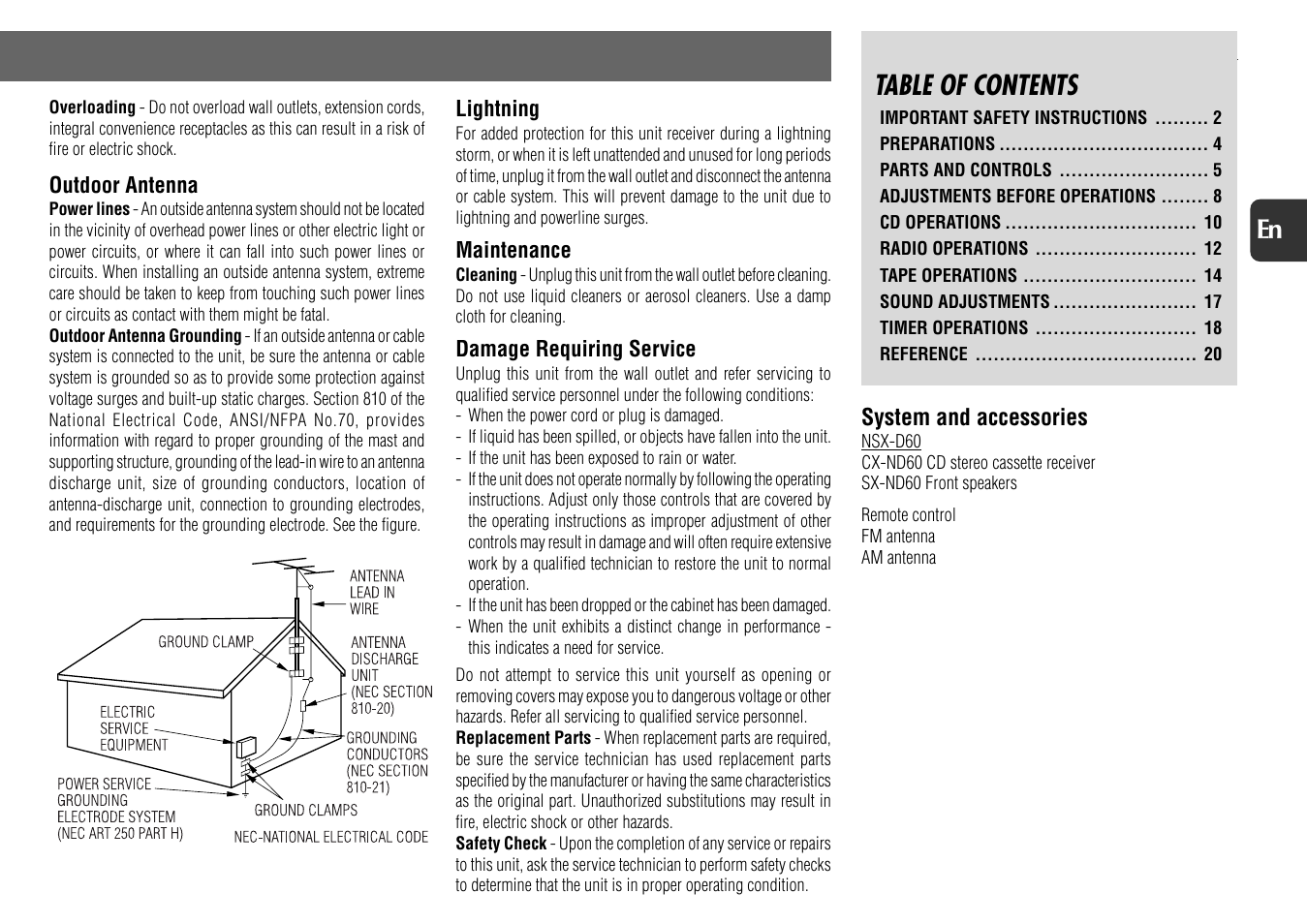 Aiwa NSX-D60 User Manual | Page 3 / 22