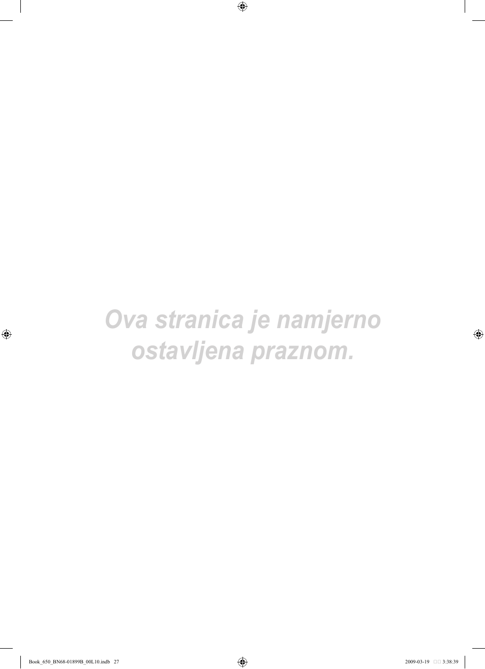 Ova stranica je namjerno ostavljena praznom | Samsung LE22B650T6W User Manual | Page 169 / 288