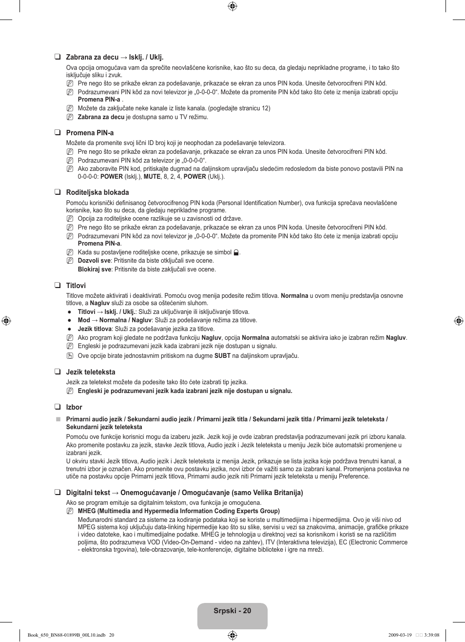 Samsung LE22B650T6W User Manual | Page 274 / 288