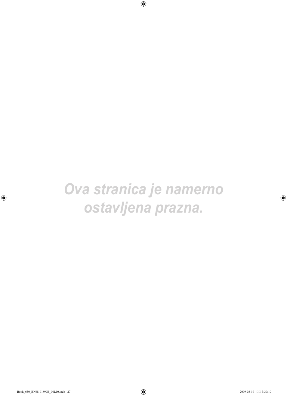 Ova stranica je namerno ostavljena prazna | Samsung LE22B650T6W User Manual | Page 281 / 288
