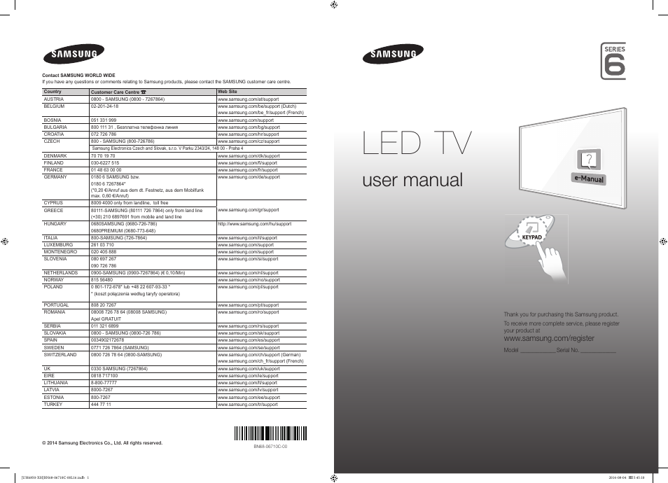 Samsung UE48H6850AW User Manual | 354 pages