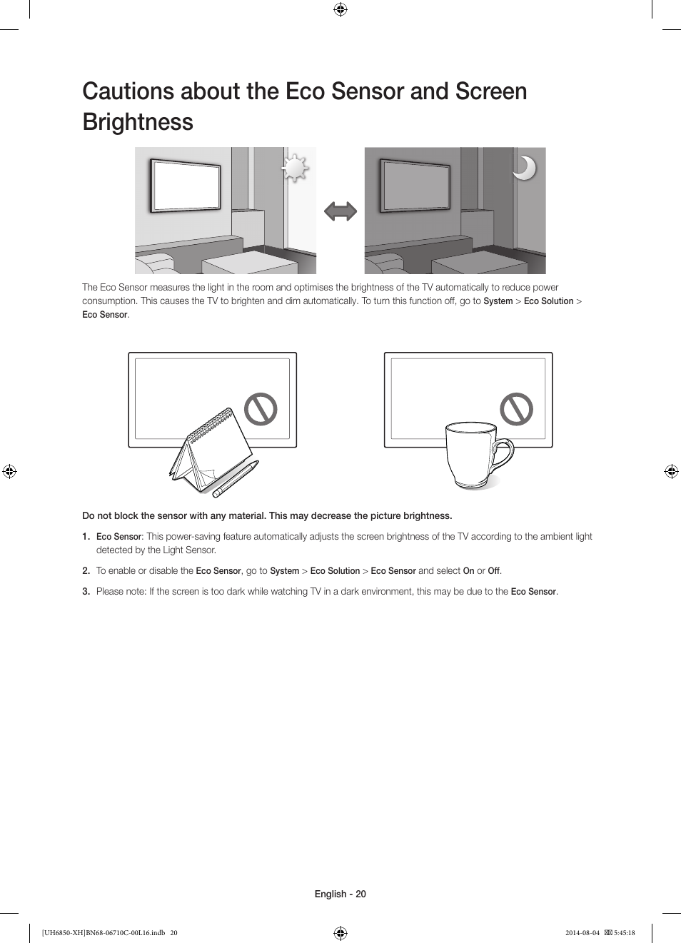 Samsung UE48H6850AW User Manual | Page 20 / 354