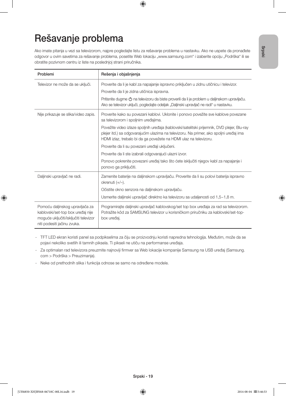 Rešavanje problema | Samsung UE48H6850AW User Manual | Page 217 / 354