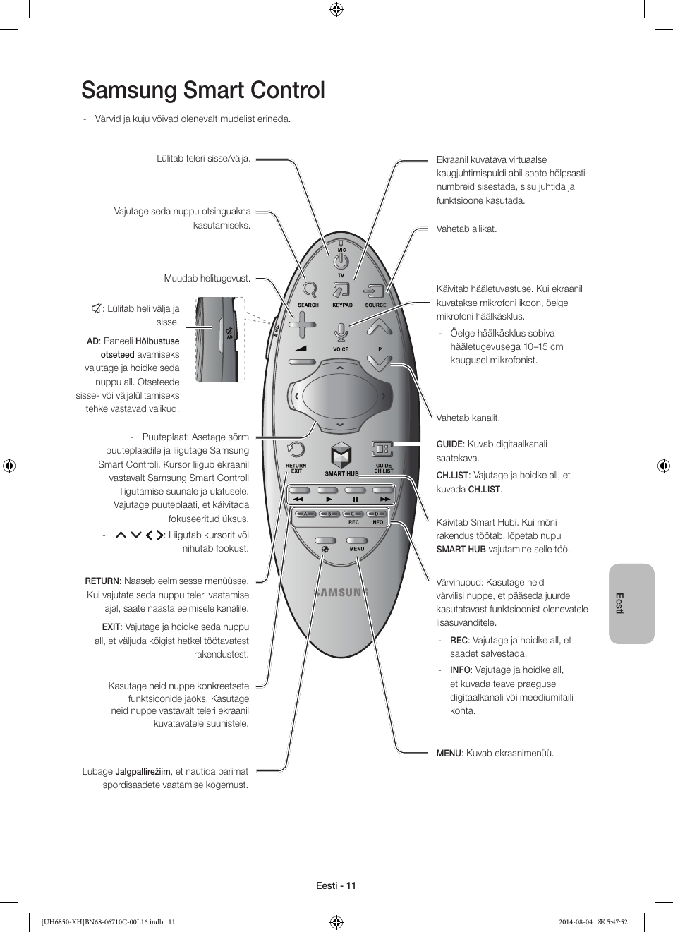 Samsung smart control | Samsung UE48H6850AW User Manual | Page 341 / 354