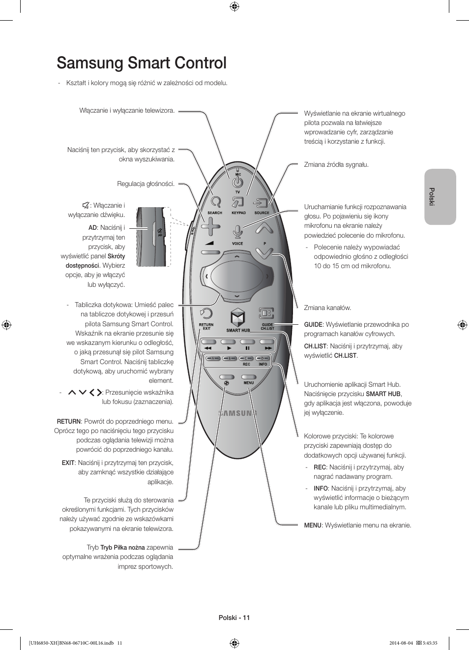 Samsung smart control | Samsung UE48H6850AW User Manual | Page 55 / 354