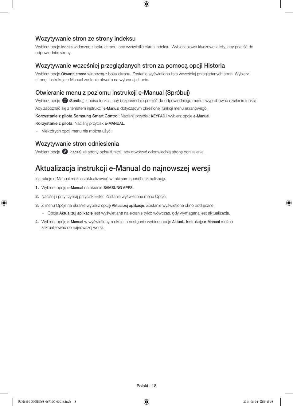 Wczytywanie stron ze strony indeksu, Wczytywanie stron odniesienia | Samsung UE48H6850AW User Manual | Page 62 / 354