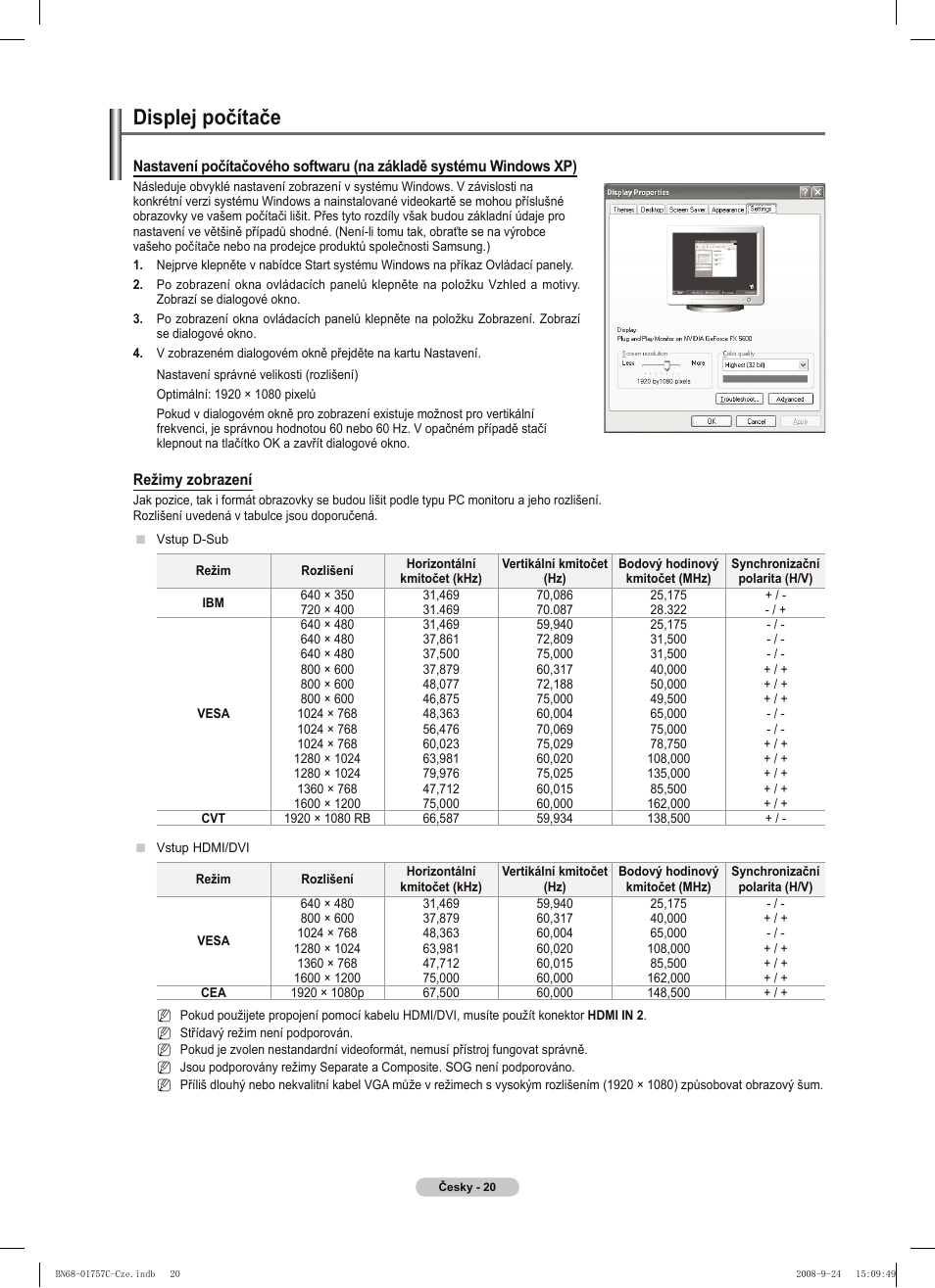 Displej počítače | Samsung PS50A756T1M User Manual | Page 336 / 503