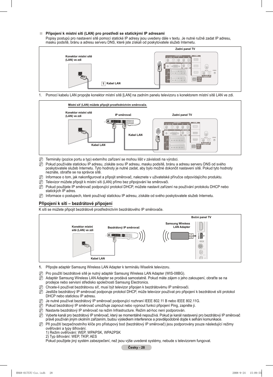 Připojení k síti – bezdrátové připojení | Samsung PS50A756T1M User Manual | Page 344 / 503