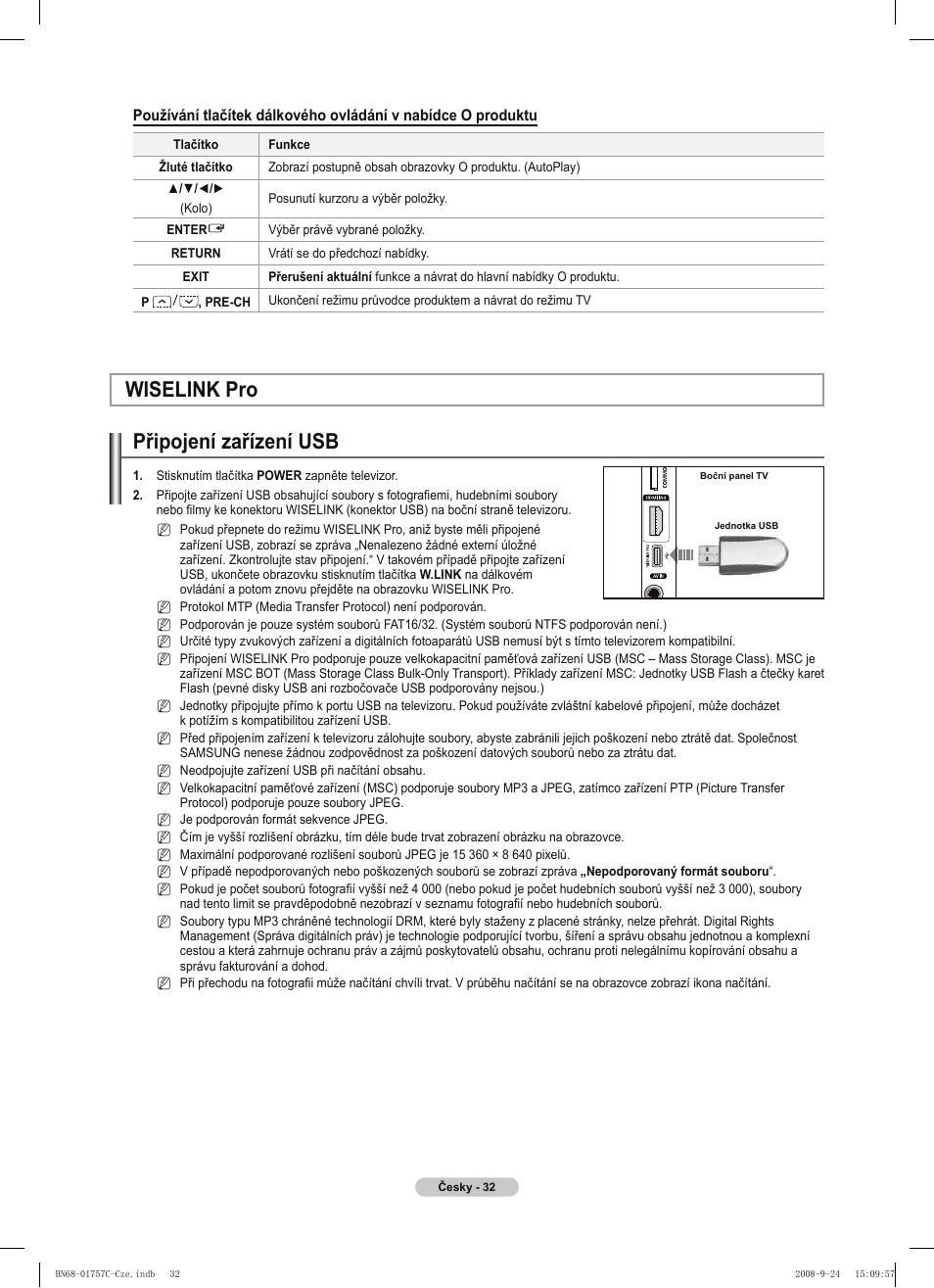 Připojení zařízení usb, Wiselink pro | Samsung PS50A756T1M User Manual | Page 348 / 503