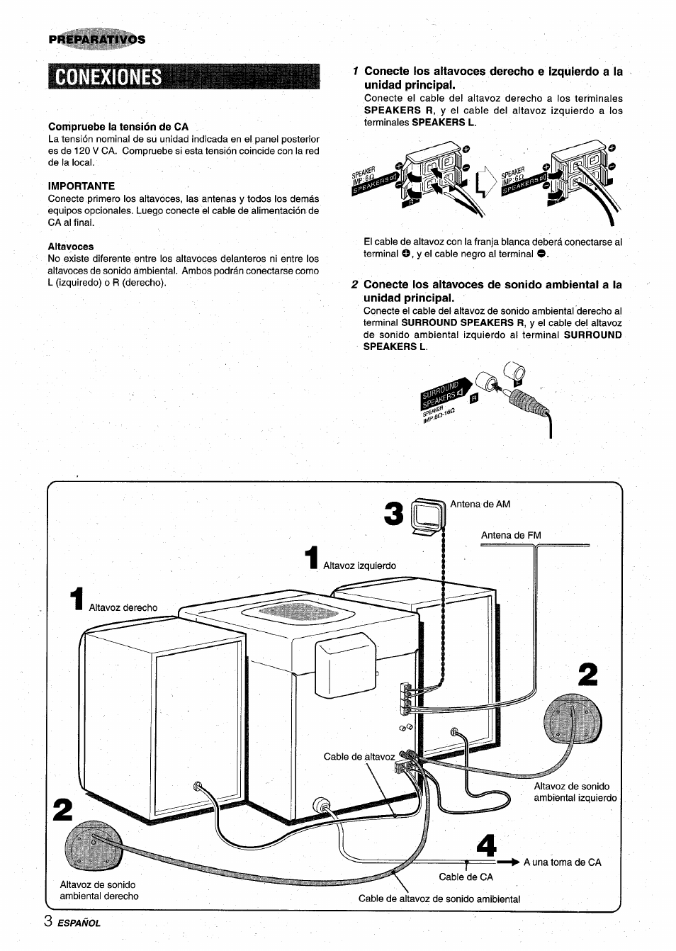 Conexiones, Altavoces | Aiwa XR-M75 User Manual | Page 22 / 56