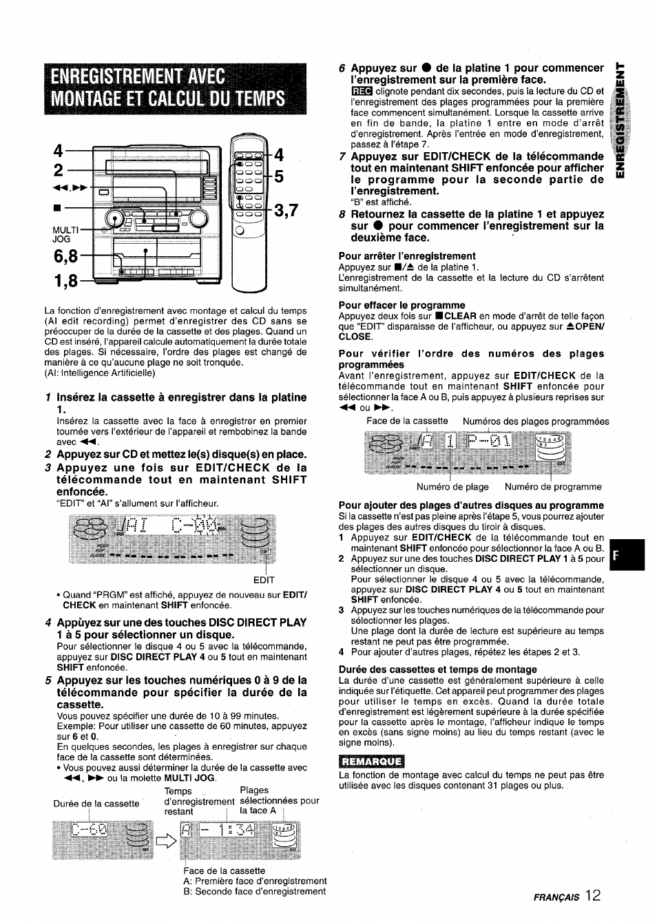 Enregistrement avec montage et calcul du temps, P.01, Ii 34 | Aiwa XR-M75 User Manual | Page 49 / 56