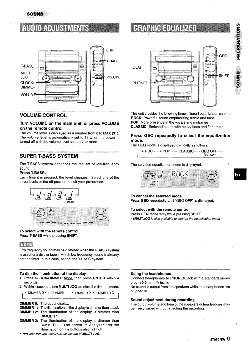 Volume control, Super t-bass system, I-fey u rock t-3 | Aiwa XR-M75 User Manual | Page 7 / 56