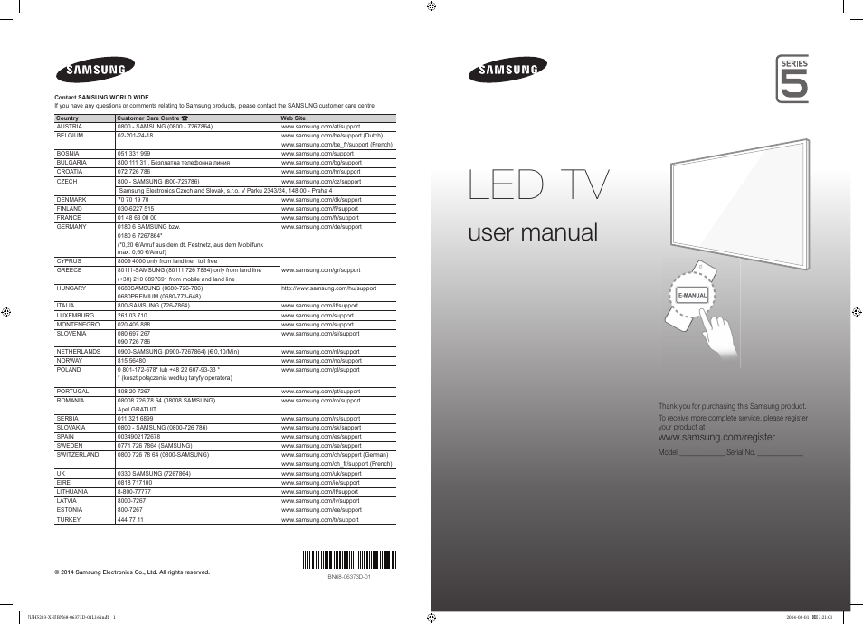 Samsung UE58H5203AW User Manual | 321 pages