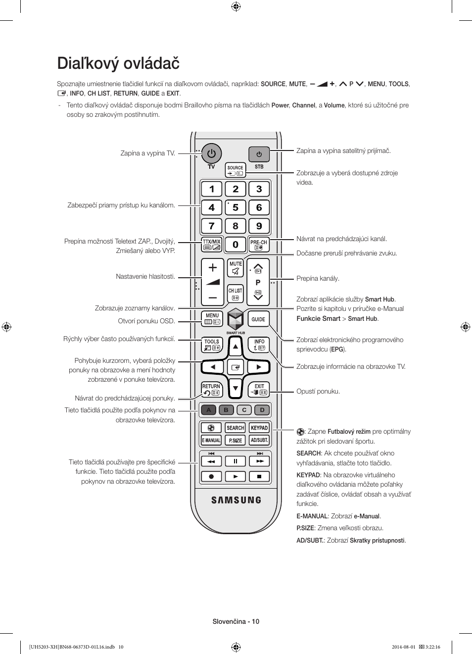 Diaľkový ovládač | Samsung UE58H5203AW User Manual | Page 150 / 321