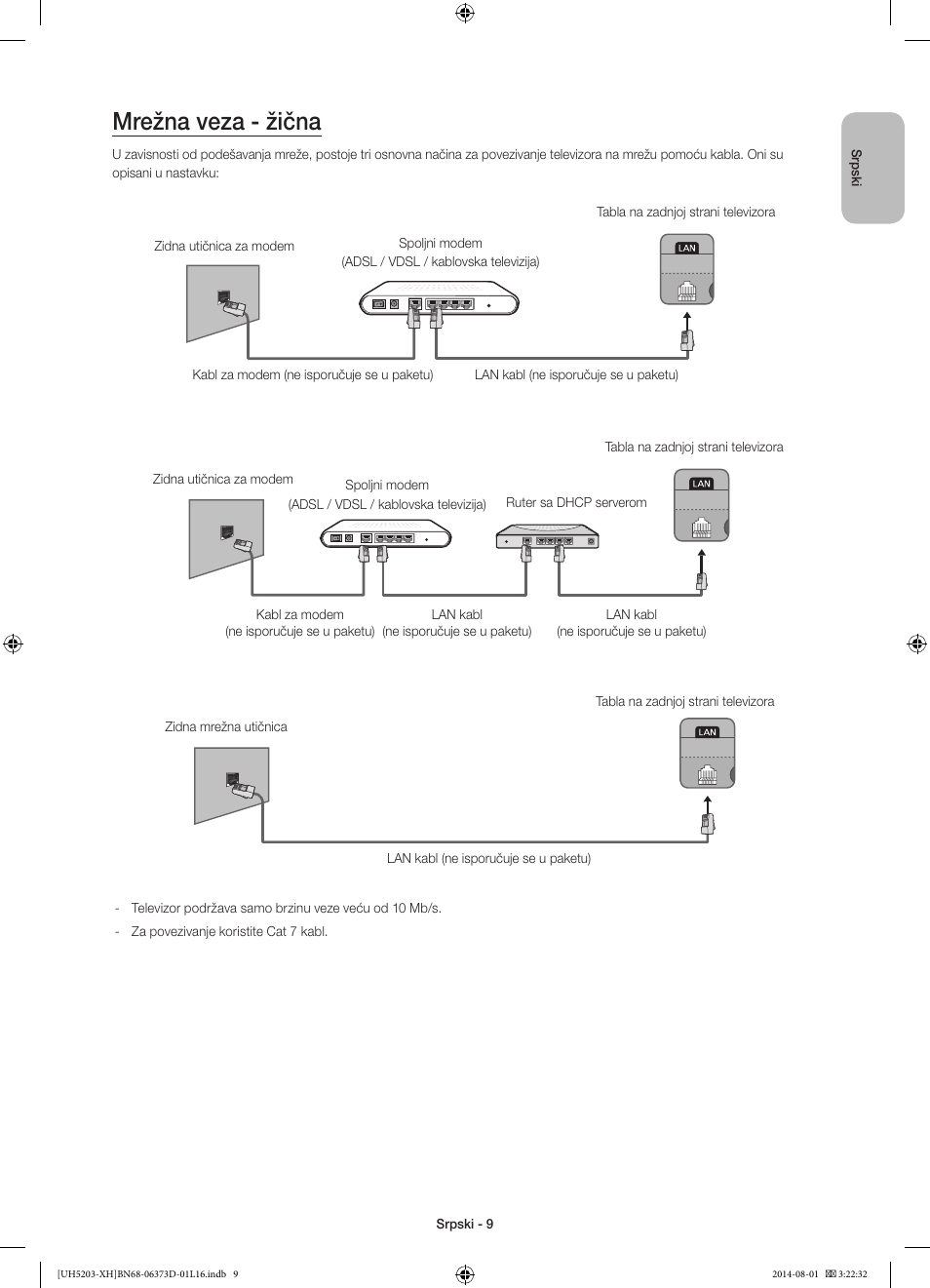 Mrežna veza - žična | Samsung UE58H5203AW User Manual | Page 189 / 321