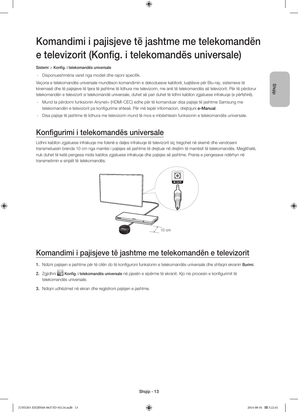 Konfigurimi i telekomandës universale | Samsung UE58H5203AW User Manual | Page 213 / 321